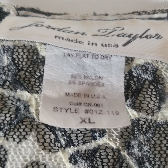 Sheer Swim Cover Up Dress Empire Elastic Waist Deep V-Neck Animal Print XL - Picture 4 of 7